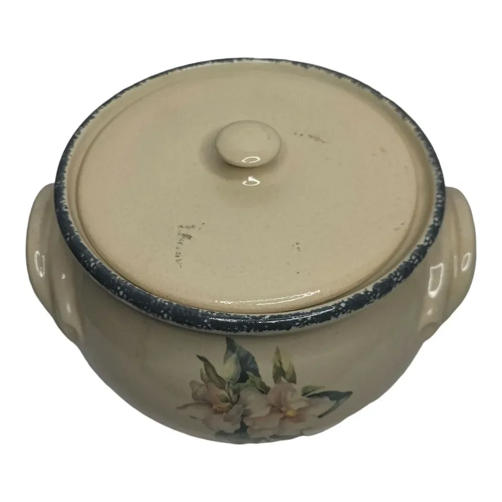 Retro 70s Home & Garden Party Pot Magnolia 2 Quart Casserole Pot With Lid Vtg‎